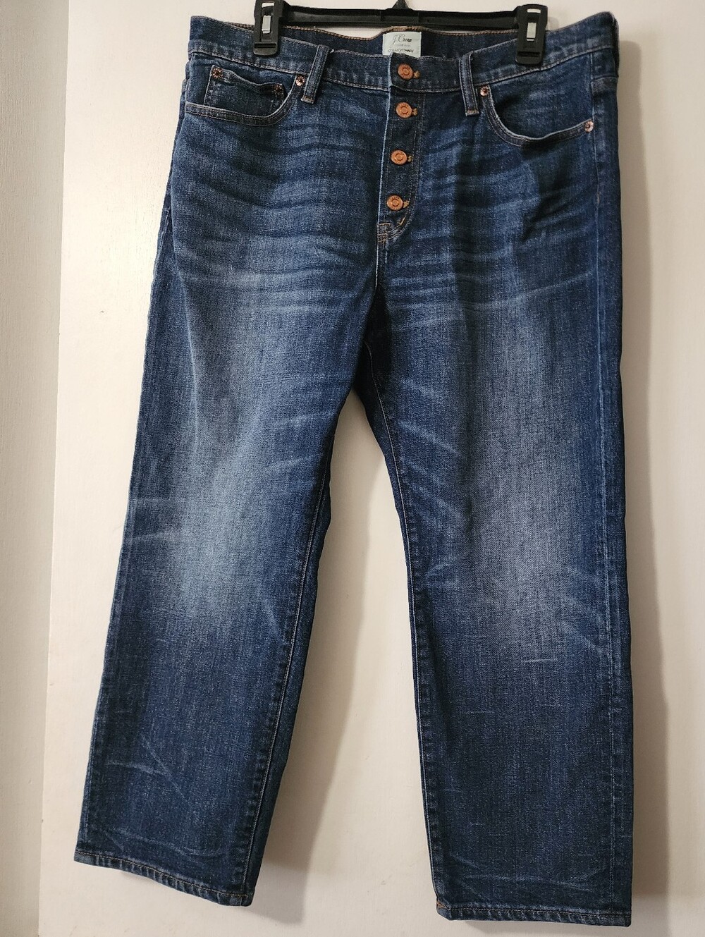 J.Crew Womens Straightaway Jean Denim Jeans Button Fly Stretch 32 Petite 32P